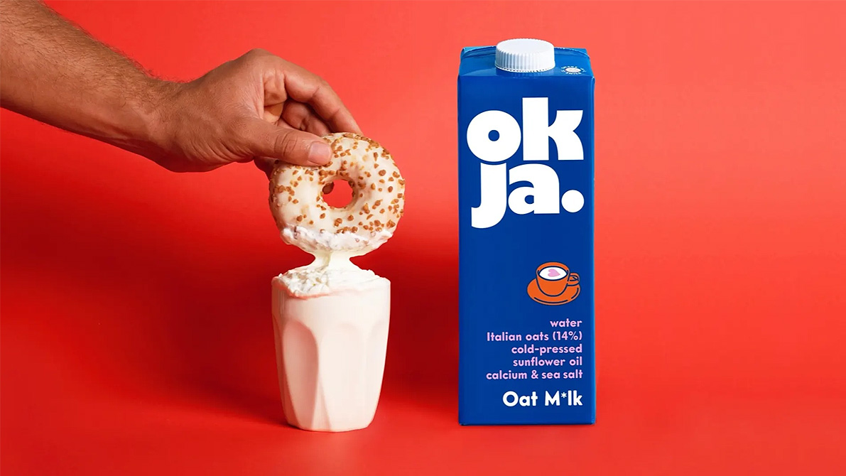 【大連壹鳴設(shè)計】OKJA是一種直口燕麥M * lk，具有與之匹配的包裝設(shè)計